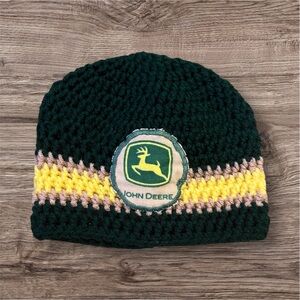 Crocheted‎ John Deere Green Yellow Winter Toddler Hat